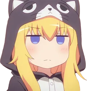 😕 Anime, Cartoon, Schattig, Meisje, Kat, Hoodie, Personage, Fanart telegram sticker