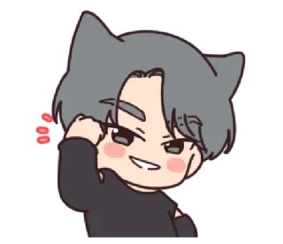 😏 cat ears, cute, anime, kawaii, cartoon, sticker telegram sticker
