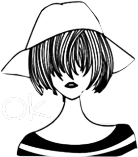 👌 OK portret, vrouw, hoed, anime, manga telegram sticker