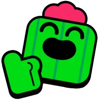 👍 Spike Brawl Stars кактус, зеленый, мультик, игра, шип, brawl stars whatsapp sticker