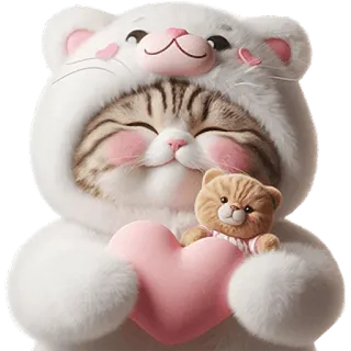 ☺️ kat, kitten, schattig, teddybeer, hart, dier, kawaii telegram sticker