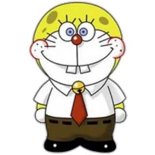 🏝 Spongebob, Doraemon, Mashup, Cartoon, Animation, Hybrid-Charakter, Lustig whatsapp sticker