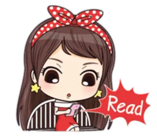 😮 Read leitura, menina, desenho animado, educação telegram sticker