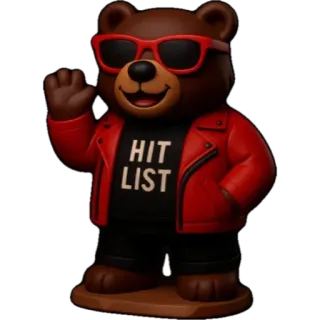 👋 HIT LIST Bär, Sonnenbrille, Jacke, Liste, Todesliste whatsapp sticker