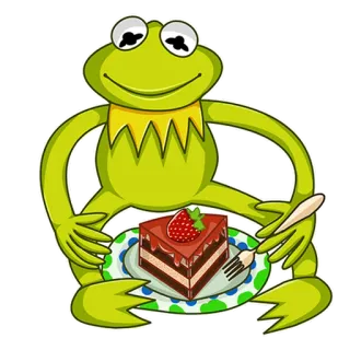 🍰 Kermit kermit the frog, cake, dessert, strawberry, green, muppet, cute telegram sticker