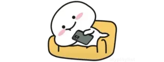 🍚 fofo, relaxar, sofá, telefone, desenho animado, kawaii whatsapp sticker
