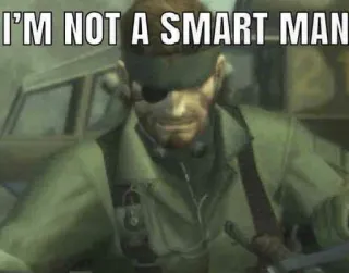 🤔 Solid Snake Metal Gear Solid I'M NOT A SMART MAN serpent, soldat, arme à feu, militaire, jeu vidéo telegram sticker