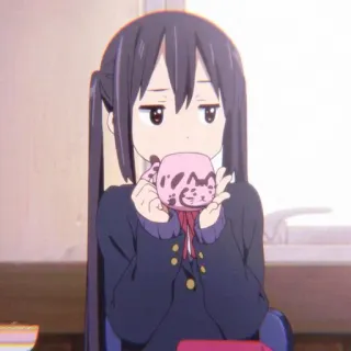 🍓 Azusa Nakano K-On! Anime, Bonito, Garota, Azusa Nakano, K-On, Bebendo, Personagem telegram sticker