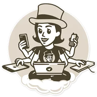 🔵 mujer, tecnología, sombrero, dispositivos, dibujos animados, digital telegram sticker
