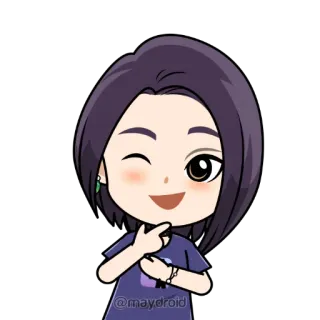 😉 @maydroid cartoon, avatar, person, purple, wink, earring, maydroid telegram sticker