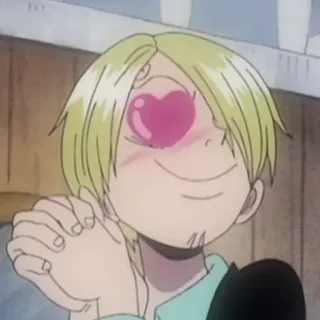 😍 Sanji One Piece Anime, One Piece, Sanji, Olhos de coração, Desenho animado telegram sticker