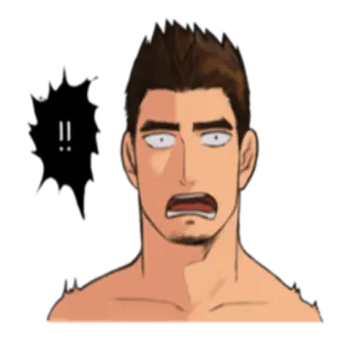 😨 !! shocked, anime, expression, man, cartoon telegram sticker
