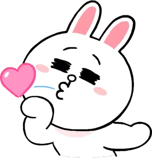😘 conejo, amor, corazón, beso, lindo, dibujos animados, animal whatsapp sticker