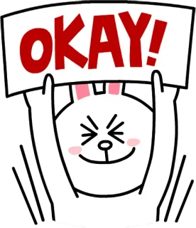 ⭕ OKAY! oke, kelinci, Line Friends, Cony, stiker, persetujuan telegram sticker