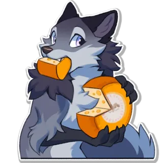 🧀 หมาป่า, ชีส, สัตว์, การ์ตูน, เฟอร์รี่ telegram sticker