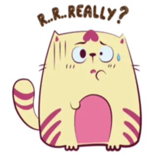 😧 Uh... REALLY? gato, lindo, dibujos animados, pegatina, pregunta, de verdad, confundido, triste telegram sticker