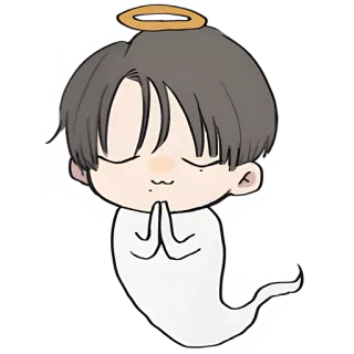😇 anjo, fantasma, fofo, kawaii, desenho animado, auréola, chibi telegram sticker