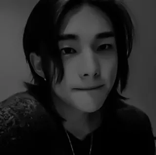 🏯 retrato, hombre, blanco y negro, Hyunjin, Stray Kids, K-pop telegram sticker