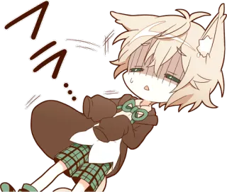 😣 Аниме, Чиби, Милый, Кавай, Наклейка, Лиса, Смущенный whatsapp sticker