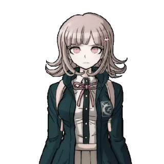 😌 Chiaki Nanami Danganronpa Anime, Jeu vidéo, Fille, Cheveux roses, Sac à dos telegram sticker