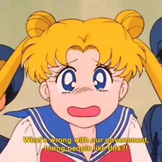👮‍♀️ Sailor Moon What's wrong with our government, hiring people like this?! anime, Sailor Moon, pemerintah, kartun, meme whatsapp sticker