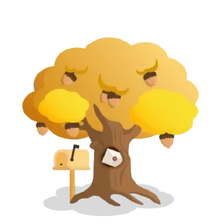 💛 tree, autumn, acorn, fall, nature, mail telegram sticker
