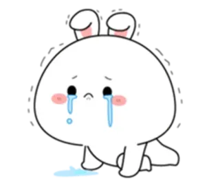 😃 khóc, buồn, thỏ, dễ thương, nước mắt, thỏ, cô đơn telegram sticker