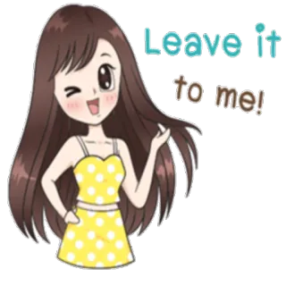 😉 Leave it to me! Dibujo animado, Chica, Amigable, Servicial, Déjamelo a mí, Estilo anime whatsapp sticker