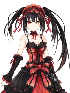 😏 Kurumi Tokisaki Date A Live Anime, Garota, Kurumi, Tokisaki, Vermelho, Preto, Gótico telegram sticker
