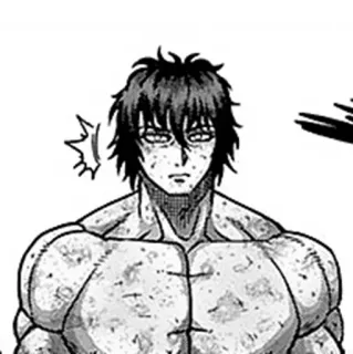 ⚫️ Anime, Manga, Muscle, Combattant, Noir et blanc, Force, Illustration whatsapp sticker