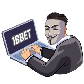 😬 Guy Fawkes 1BBET аноним, маска, гай фокс, хакер, ноутбук whatsapp sticker