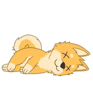 😵 cane, morto, dormire, animale domestico, animale, cartone animato, shiba inu telegram sticker