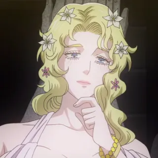💈 anime, blonde, flowers, pensive, character, classical telegram sticker