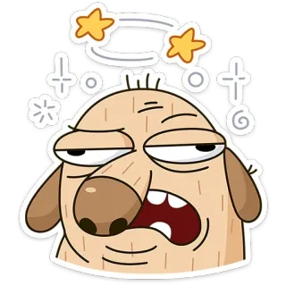 🥴 Kreskówka, Oszalały, Chory, Postać, Wyraz, Zdezorientowany, Wyczerpany whatsapp sticker