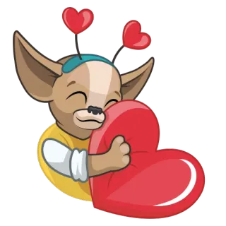😍 chihuahua, cachorro, coração, amor, fofo, desenho animado, animal whatsapp sticker