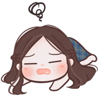 🧸 fatigué(e), épuisé(e), triste, animé, dessin animé, fille, couché(e) telegram sticker