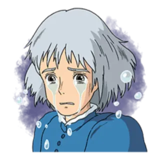 😢 Sophie Hatter Howl's Moving Castle anime, crying, sad, tears, movie telegram sticker