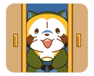 😏 tanuki, cane procione, animale, cartone animato, carino, porta, apertura telegram sticker