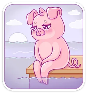 😔 Schwein, traurig, weinend, einsam, Cartoon, Tier, Sticker telegram sticker