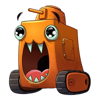 😃 tanque, monstro, desenho animado, veículo, militar, armadura telegram sticker