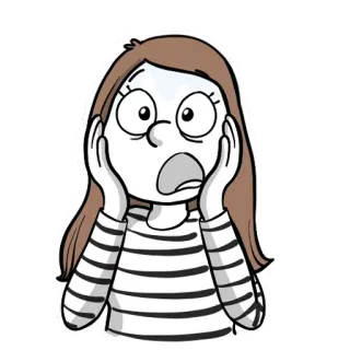👇 dessin animé, choquée, surprise, femme, chemise rayée, illustration telegram sticker