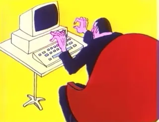 🖥 computer, typing, user, cartoon, office, technology telegram sticker