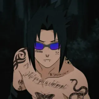🖤 Sasuke Uchiha Naruto chaos Аниме, Наруто, Саске, Тату, Хаос, Учиха, Персонаж telegram sticker