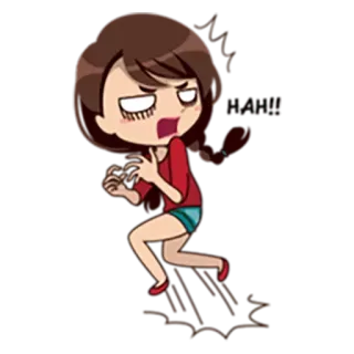 👀 AAAAH! przestraszony, kreskówka, emocjonalny, zszokowany, kobiecy whatsapp sticker
