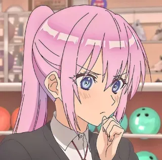 🤔 anime, girl, pink hair, cute, cartoon, bowling telegram sticker