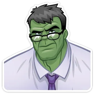 😕 Hulk Hulk, Bruce Banner, Marvel, quadrinho, super-herói, verde, óculos telegram sticker