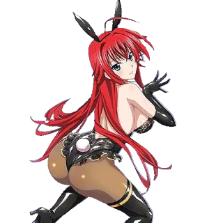 🐰 Rias Gremory High School DxD Anime, Coelhinha, Cabelo vermelho, Rias, Gremory, Sexy, Fan service telegram sticker