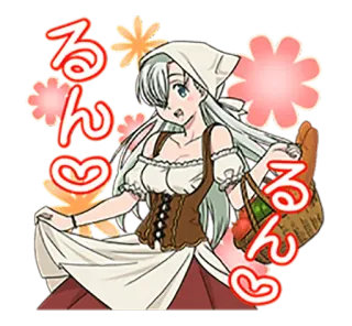 💃 るん Anime, Personagem, Bonito, Mulher, Cesta, Ilustração, Desenho animado whatsapp sticker