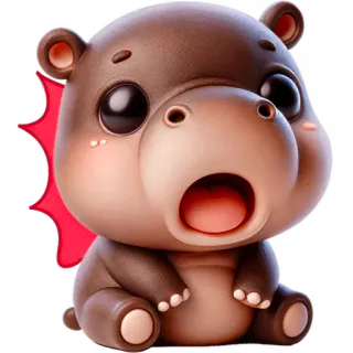 😳 hipopótamo, animal, fofo, desenho animado, kawaii, expressão, surpresa telegram sticker