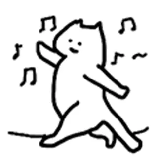 😺 Katze, tanzen, Musik, Cartoon, Skizze telegram sticker
